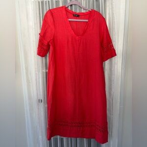 Coral Linen Dress PLS Fashion XL